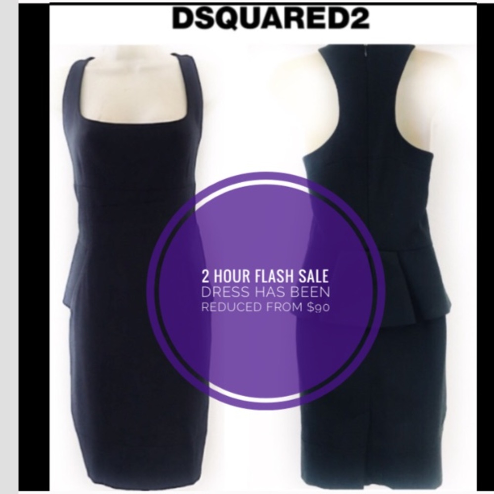DSQUARED2 Black Peplum Statement Dress 42 10